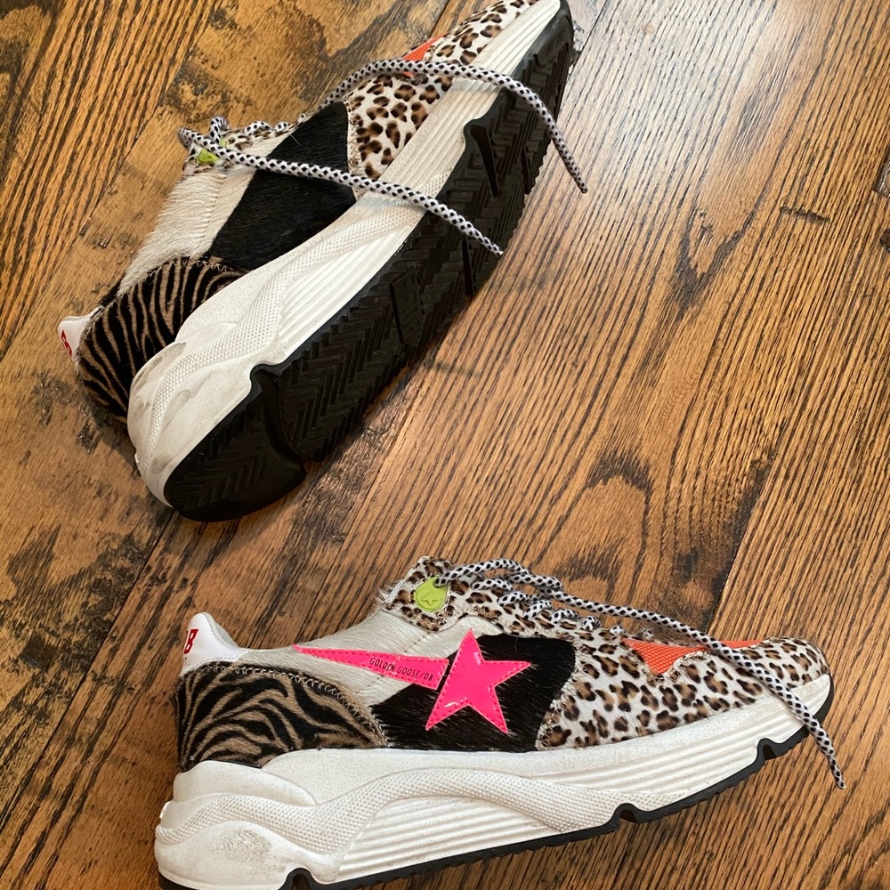 golden goose running shoe - zoo puzzle pink